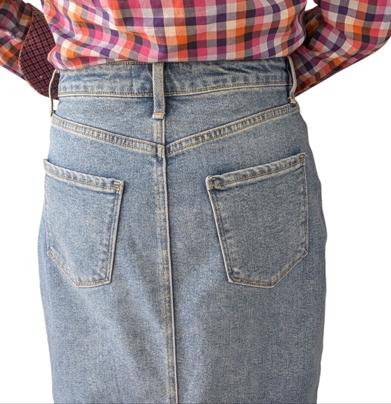 Just Black Denim High Waist Front Pocket Midi Skirt Blue Jean Modest Split Hem S - Picture 5 of 8